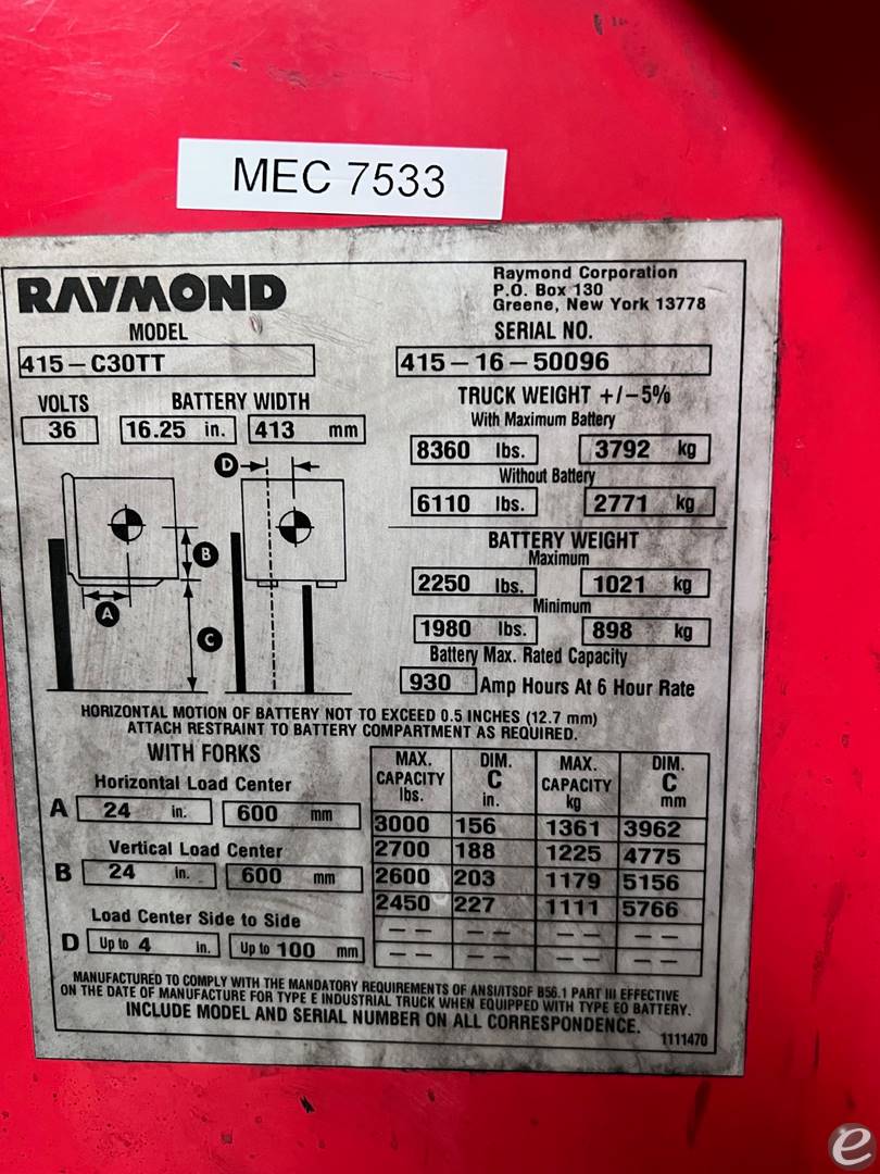 2016 Raymond 415-C30TT At UsedEquipmentHub.com