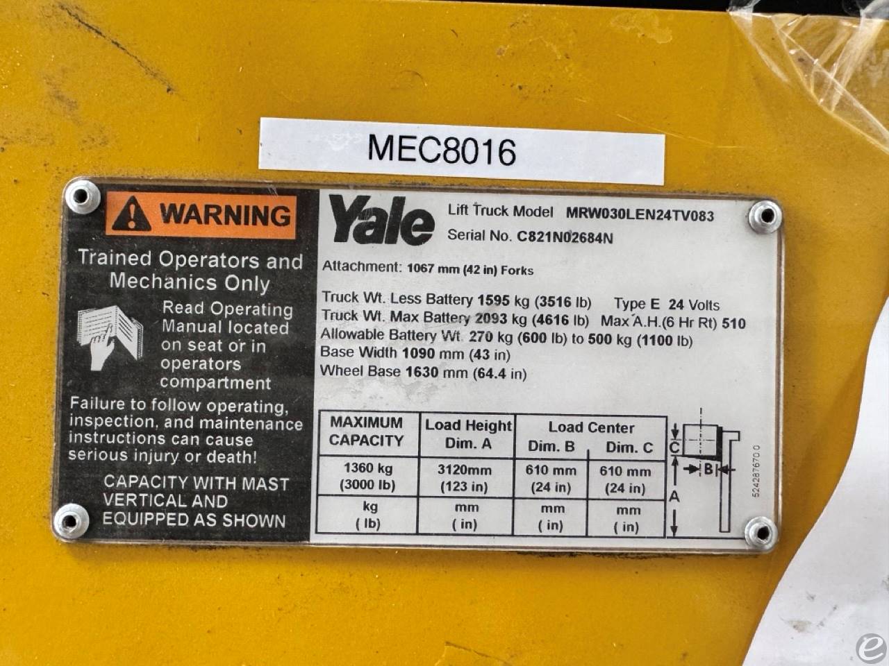 2015 Yale MRW030LEN24TV083 At UsedEquipmentHub.com