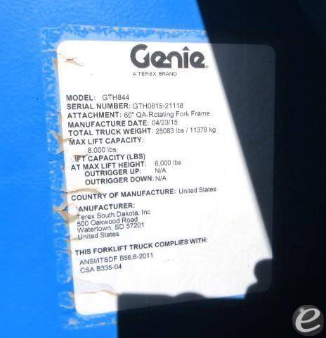 2015 Genie GTH844 At UsedEquipmentHub.com