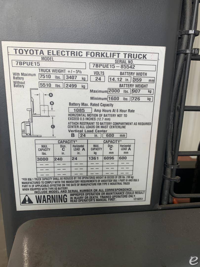 2018 Toyota 7BPUE15240 At UsedEquipmentHub.com