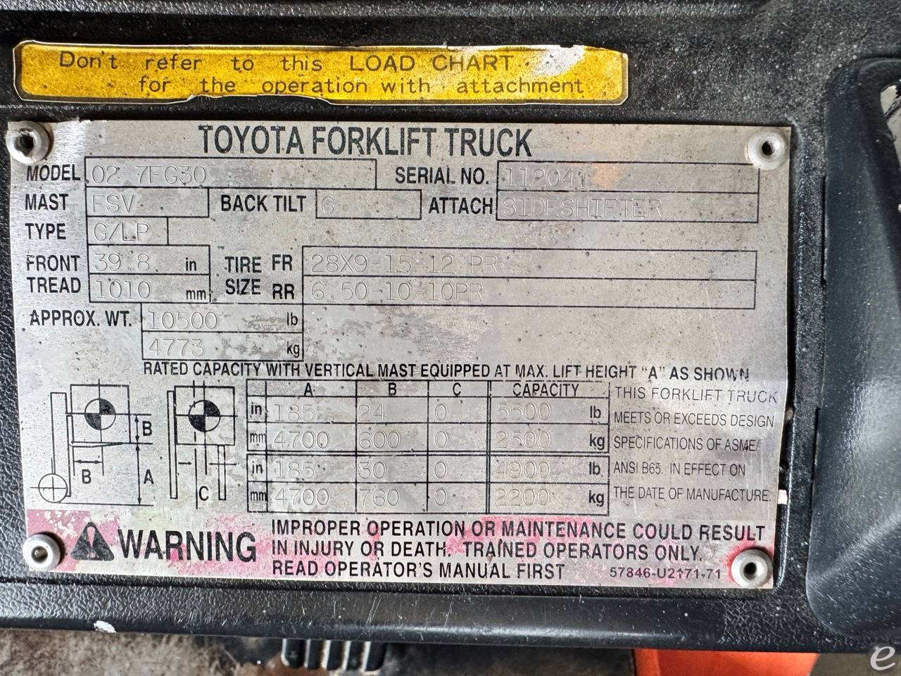 1999 Toyota 7FG30 At UsedEquipmentHub.com